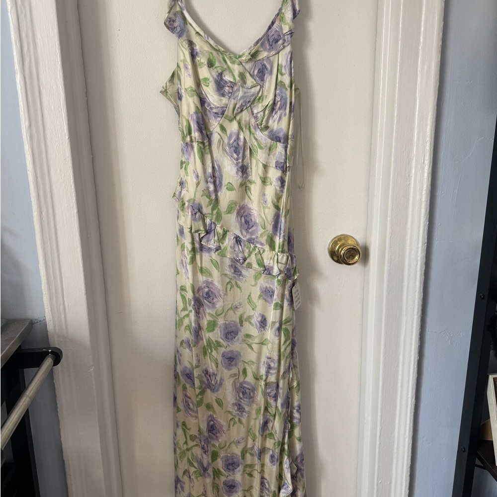 Astr Floral Maxi Dress in Purple and Green